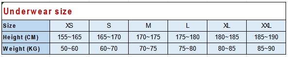 Size chart Size chart
